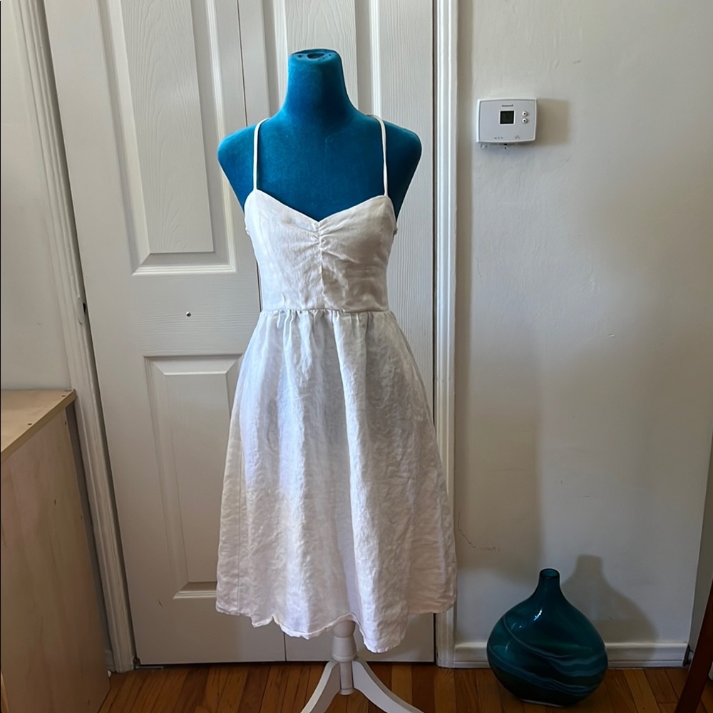 Reformation linen white midis dress 6